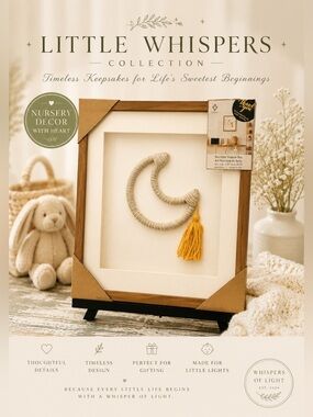 Little Whispers Collection Moon Macramé Shadow Box Nursery Wall Decor NWT